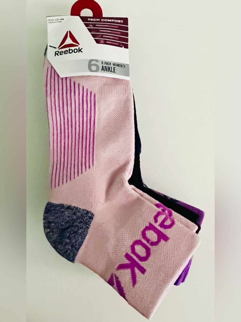 Reebok Women's Purple Ankle Socks - 6 Pack